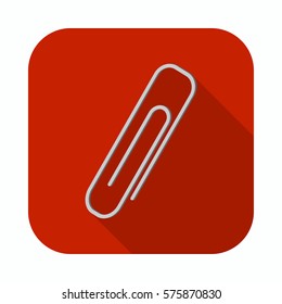 Paperclip long shadow flat icon.