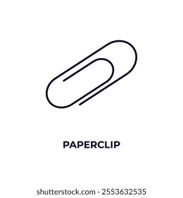 paperclip outline icon. Linear vector from education concept. Thin line paperclip icon isolated on white background