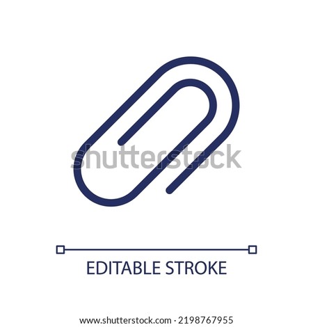 Paperclip pixel perfect linear ui icon. Stationery supply. Office accessory. Hold papers. GUI, UX design. Outline isolated user interface element for app and web. Editable stroke. Arial font used