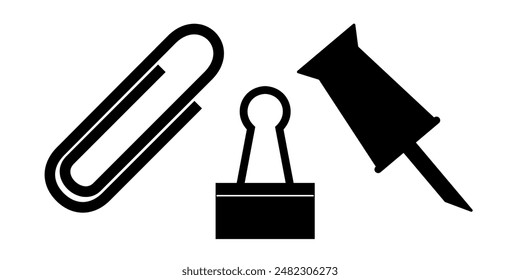 Paperclip, stationery, office. Binder. Buttons-nails. Illustration.