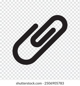 Paperclip vector icon. Attach file clip and Office equipment paper clip outline icon. Silhouette paper clip vector illustration.