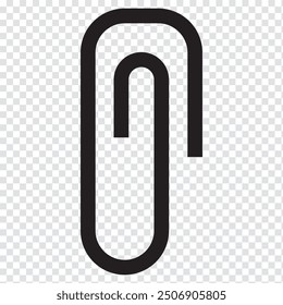 Paperclip vector icon. Attach file clip and Office equipment paper clip outline icon. Silhouette paper clip vector illustration.