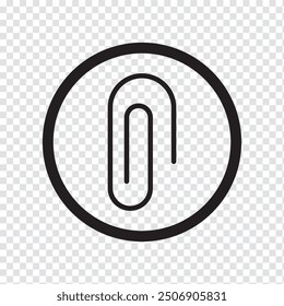 Paperclip vector icon. Attach file clip and Office equipment paper clip outline icon. Silhouette paper clip vector illustration.