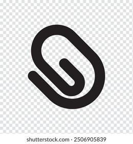 Paperclip vector icon. Attach file clip and Office equipment paper clip outline icon. Silhouette paper clip vector illustration.