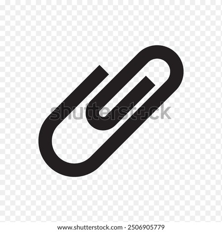 Paperclip vector icon. Attach file clip and Office equipment paper clip outline icon. Silhouette paper clip vector illustration.