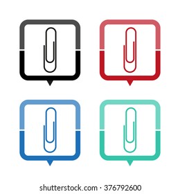 paperclip - vector icon; map pointer;  message bubble