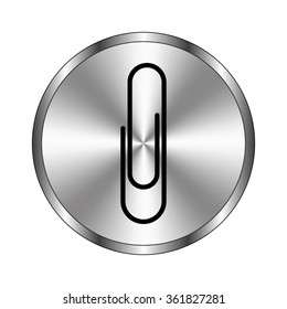 paperclip - vector icon;  metal button