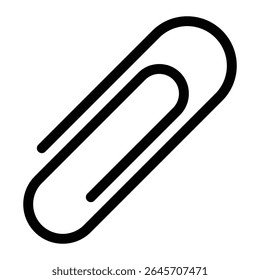 Paperclip vector icon. Office supply symbol for documents, stationery, organization, attachment or paper management design. Simple black illustration.