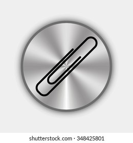paperclip vector icon on round metallic button