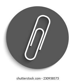  paperclip - vector icon with shadow on a round grey button
