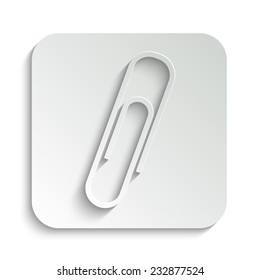  paperclip - vector icon with shadow on a grey button