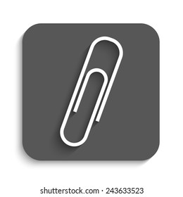  paperclip - vector icon with shadow on a grey button