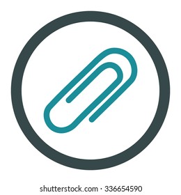 Paperclip vector icon. Style is bicolor flat rounded symbol, soft blue colors, rounded angles, white background.
