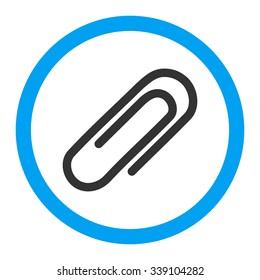 Paperclip vector icon. Style is bicolor flat rounded symbol, blue and gray colors, rounded angles, white background.