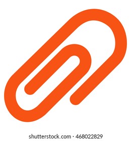 Paperclip vector icon. Style is contour flat icon symbol, orange color, white background.