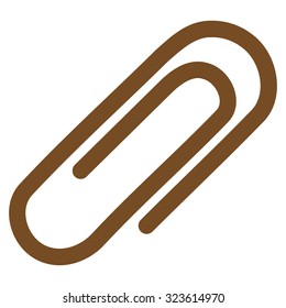 Paperclip vector icon. Style is flat symbol, brown color, rounded angles, white background.