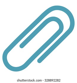 Paperclip vector icon. Style is flat symbol, cyan color, rounded angles, white background.