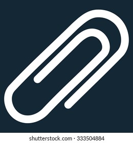 Paperclip vector icon. Style is flat symbol, white color, rounded angles, dark blue background.