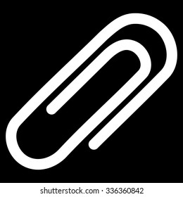 Paperclip vector icon. Style is flat symbol, white color, rounded angles, black background.