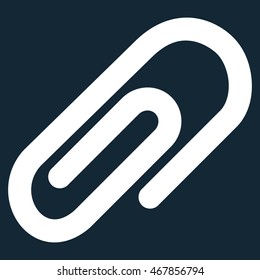 Paperclip vector icon. Style is linear flat icon symbol, white color, dark blue background.