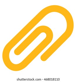 Paperclip vector icon. Style is outline flat icon symbol, yellow color, white background.