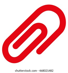 Paperclip vector icon. Style is outline flat icon symbol, red color, white background.