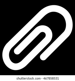 Paperclip vector icon. Style is stroke flat icon symbol, white color, black background.