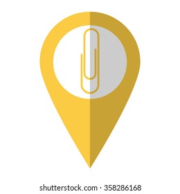 paperclip - vector icon;  yellow map pointer