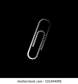 paperclip - white vector icon;  halftone illustration