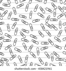 Paperclips pattern. Clips on White Background