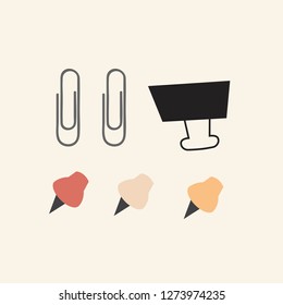 Paperclips and pushpins vector set