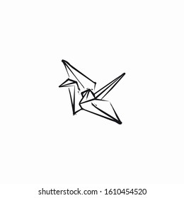 papercrane logo vector icon illustration template