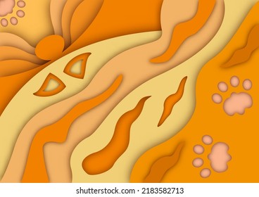 Papercut abstract background Cat Digital craft style paper, posters, Artwork design for your design project. EPS10 vector illustration