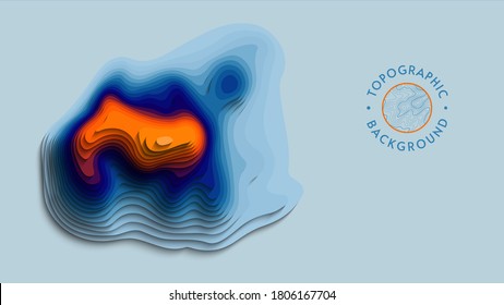 Papercut abstract gradient background. 3d art vector cutout. Paper craft color wave with fluid shape. Colorful children origami design with creative carve geometric shapes. Water or sea liquid form.