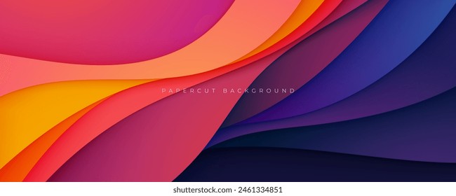 Papercut background with colorful layers decorative design vector