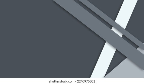 Papercut Background Geometric Overlap Layers with Stripes Grey and White Color with Copy Space