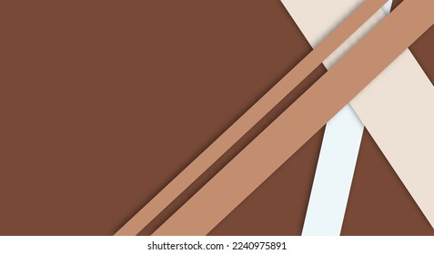 Paperschnitt-Hintergrund Geometrische Überlappungsebenen mit braunen Streifen und weißer Farbe mit Kopienraum