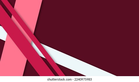 Papercut Background Geometric Overlap Layers with Stripes Red and White Color with Copy Space