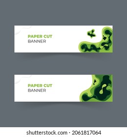papercut banner design set vector