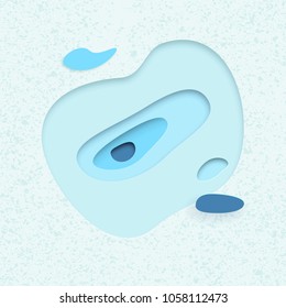 Papercut blue background with texture. Paper cut abstract cover. Vector illustration.