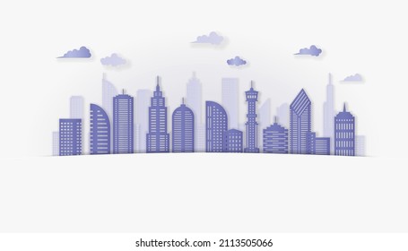 Papercut City Landscape Banner Background
