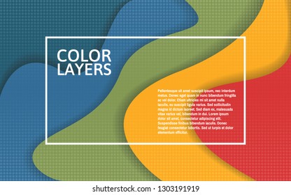 Papercut color layers. Colorful multi layer template with white frame. Creative banner for poster, flyer, website. Modern abstract design. 3d liquid composition with waves. Vector illustration.