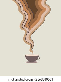 Papercut concept of served coffee. Tempting coffee aroma. sipping coffee steam