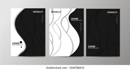 Papercut Covers with minimal design. Cool wave backgrounds for your design. Applicable for Banners, Placards, Posters, Flyers etc. Eps10 vector