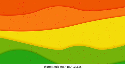 Papercut effect in colorfup layers. Vector illustration of fluid modern paper cutout. Template for stylish and colorful background. Can be used as LGBT pride rainbow awareness design. 