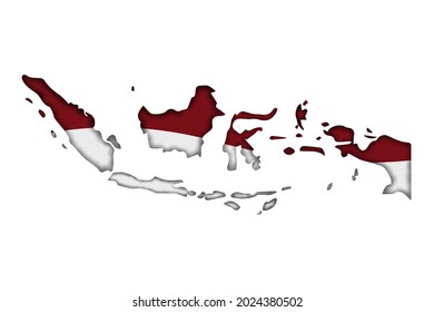papercut effect Indonesia map, vector illustration, isolated in white 