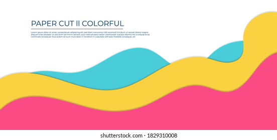 Papercut fluid wave design colorful with space. vector illustration.