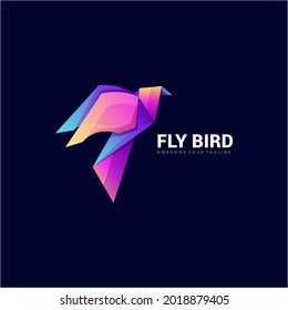 papercut fly bird modern gradient colorful logo template vector illustration