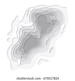 Papercut gradient layers texture on vector white background. Abstract art design of smooth origami paper cut in flowing liquid shape for website template concept 