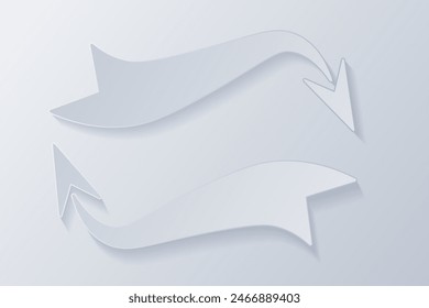 Papercut Grey White infografic arrows. 3D Papercraft cut talk frame icon for posters and flyers, presentation, web, social media, design, banner, stickers and stories.